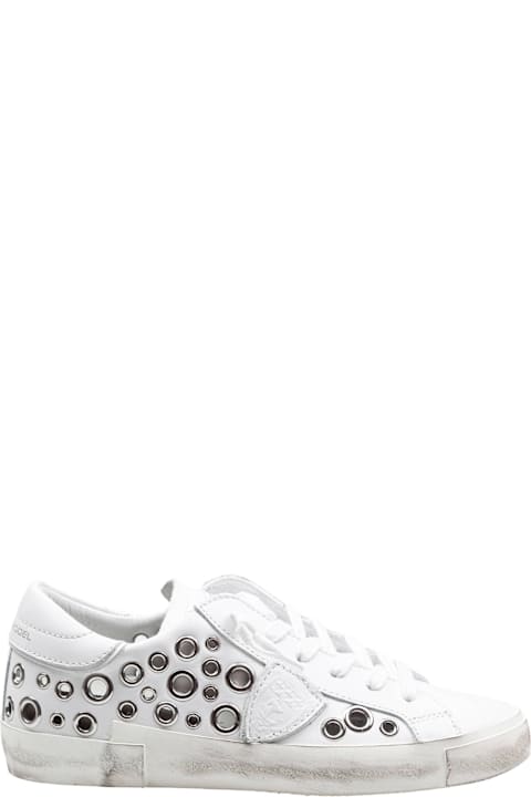 Philippe Model for Kids Philippe Model Prsx Low Leather Sneakers With Applied Studs