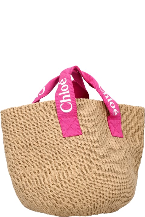 Chloé for Kids Chloé Raffia Effect Bucket Bag