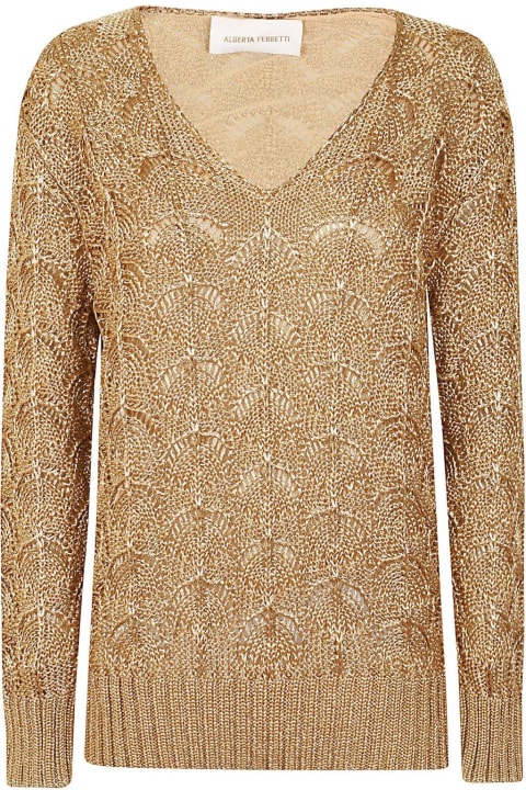 Alberta Ferretti Sweaters for Women Alberta Ferretti Metallic-effect V-neck Knitted Jumper