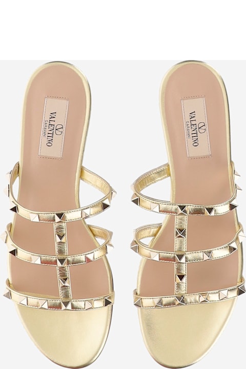 Valentino Garavani Sandals for Women Valentino Garavani Leather Rockstud Slide Sandals