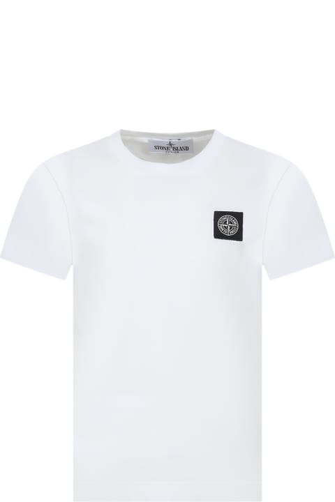 Homeware Stone Island Junior White T-shirt For Boy With Logo