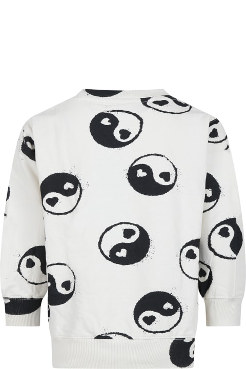 Sweaters & Sweatshirts for Girls Molo White Sweatshirt For Girl With Yin And Yang Print