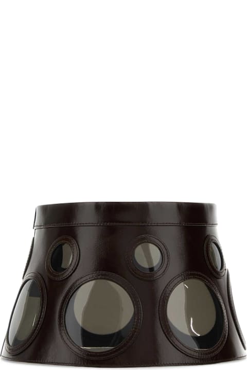 Hair Accessories for Women Prada Dark Brown Leather Hat