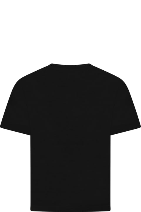 Black T-shirt For Kids With Logos