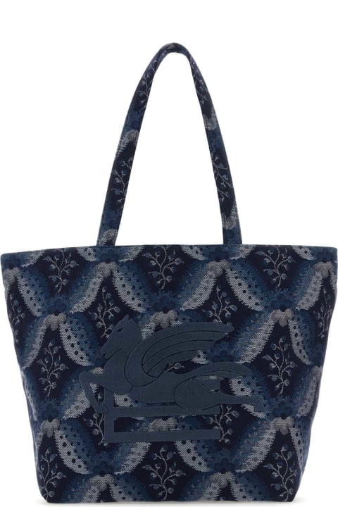 ウィメンズ新着アイテム Etro Embroidered Canvas Medium Soft Trotter Shopping Bag
