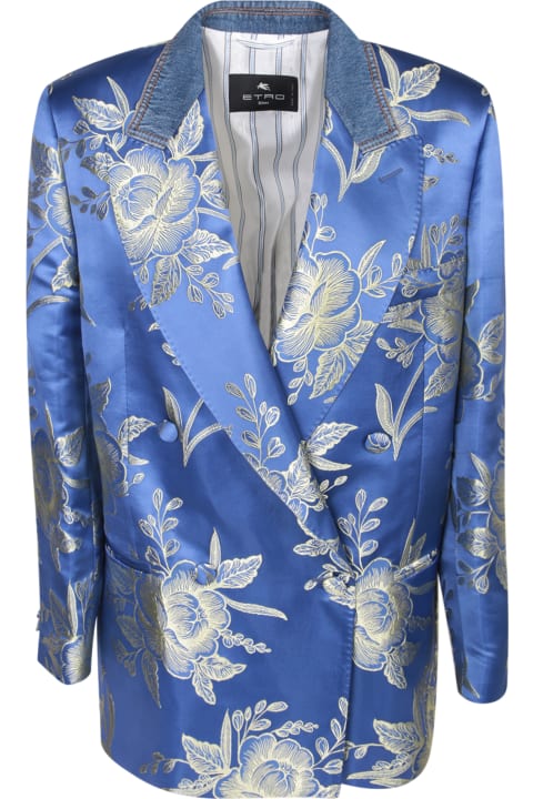 Etro Coats & Jackets for Women Etro Jacquard Double-breasted Blue Jacket