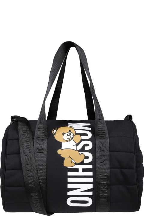 Fashion for Baby Boys Moschino Black Changing Bag For Babykids With Teddy Bear And Logo