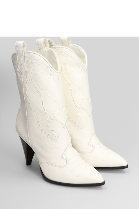 Sophia Webster لـ Men Sophia Webster Cherub Texan Ankle Boots In White Leather