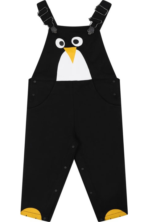 Topwear for Baby Boys Stella McCartney Kids Black Dungarees For Baby Boy With Print