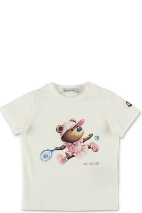 Topwear for Baby Girls Moncler Moncler T-shirt Bianca In Jersey Di Cotone Baby Girl