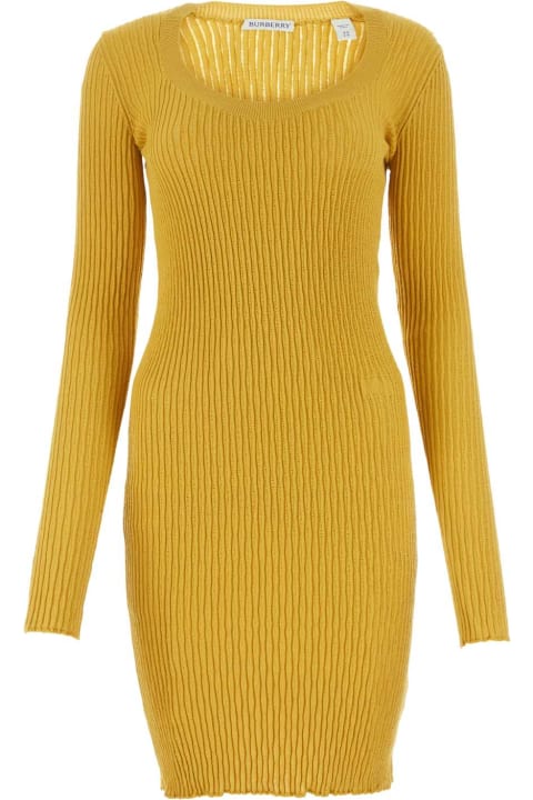 Burberry Dresses for Women Burberry Mustard Stretch Wool Blend Dress
