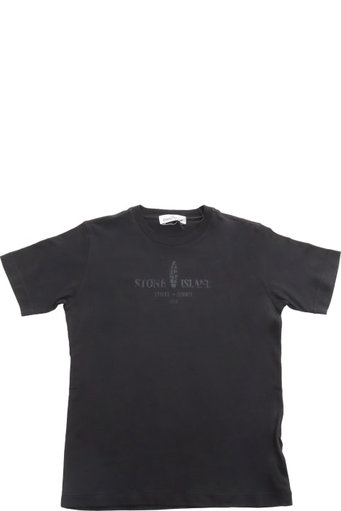 Stone Island Junior for Kids Stone Island Junior Black T-shirt With Prints