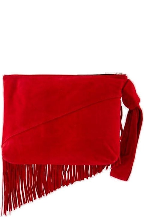 Isabel Marant Totes for Women Isabel Marant Faro Logo-debossed Fringed Clutch Bag