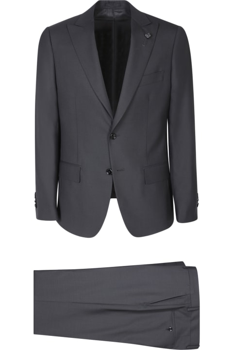 Suits for Men Lardini Stretch Fabric Black Suit