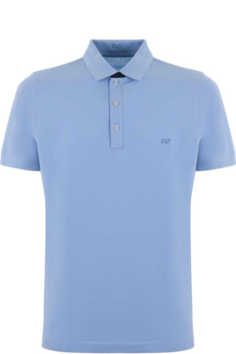 Fashion for Men Fay Light Blue Short-sleeved Polo Shirt In Cotton