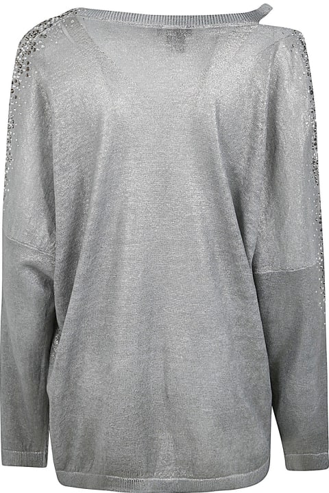 Fashion for Women Avant Toi Linen Cotton V-neck Pullover With Lamination And Strass