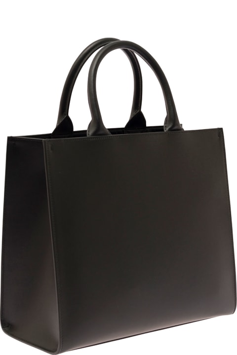 'dg Daily Medium' Black Handbag With Dg Logo Detail In Smooth Leather Woman
