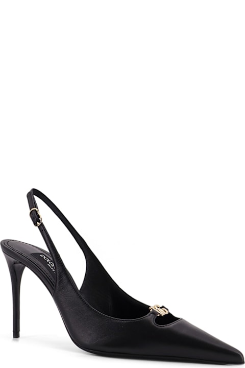 Dolce 
Gabbana Leather Pump With Metal Dg Logo