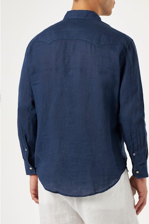 Homeware MC2 Saint Barth Dark Denim Linen Shirt
