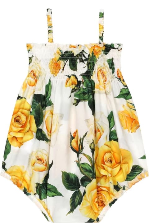 Fashion for Baby Girls Dolce & Gabbana Sleeveless Romper With Yellow Rose Print