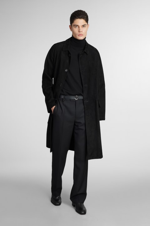 メンズ Salvatore Santoroのコート＆ジャケット Salvatore Santoro Coat In Black Leather