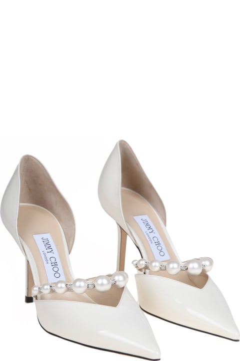 Jimmy Choo High-Heeled Shoes for Women Jimmy Choo Aurelie 85 Patent Leather Pumps With Applied Pearls