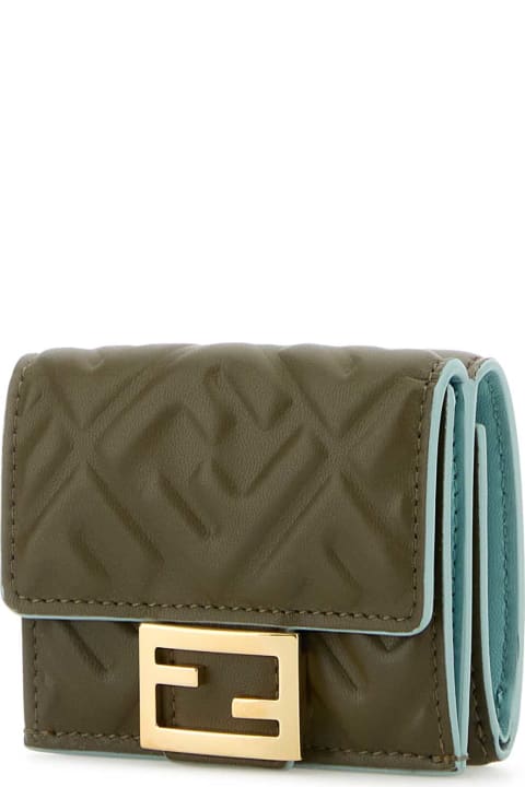 Fendi Accessories for Women Fendi Army Green Leather Baguette Wallet