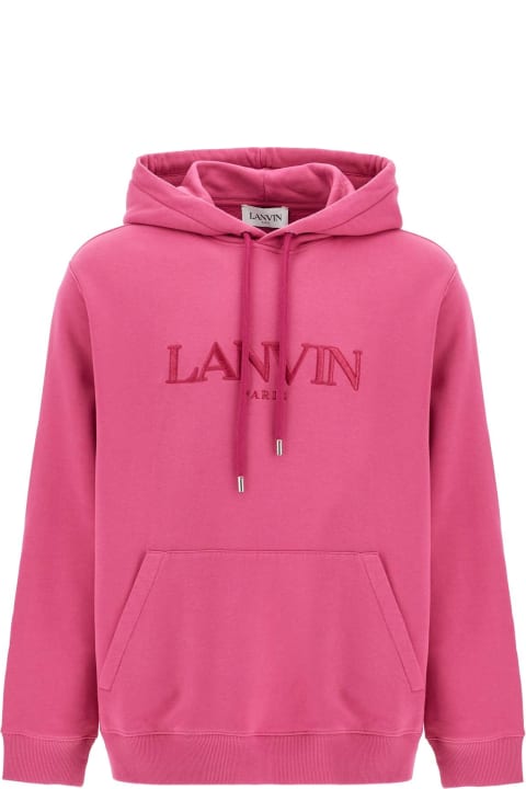 Lanvin سترات صوف وبدل رياضية لـ القسم الرجالي Lanvin Hooded Sweatshirt With Embroidered Logo