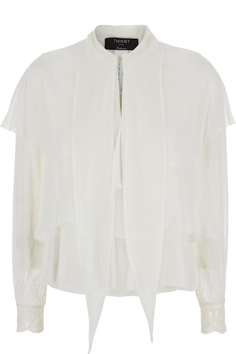 TwinSet for Women TwinSet White Shirt With Layered Design And Draped Details In Viscose Woman