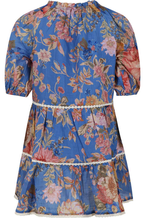 Dresses for Girls Zimmermann Blue Dress For Girl With Floral Print