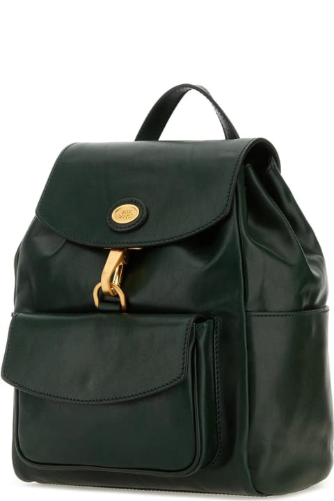 Bottle Green Leather Story Backpack
