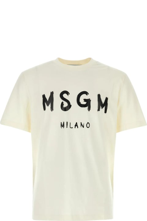 MSGM Topwear for Men MSGM Cream Cotton T-shirt