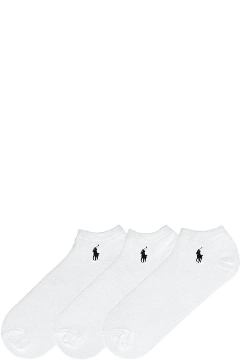メンズ Ralph Laurenのアンダーウェア Ralph Lauren Three-pack Logo Embroidered Ankle Socks