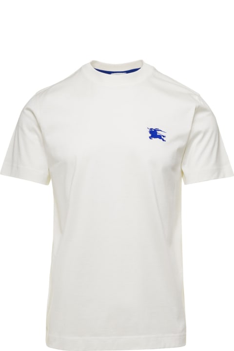 メンズ新着アイテム Burberry White T-shirt With Burberry Logo At The Front In Cotton Man