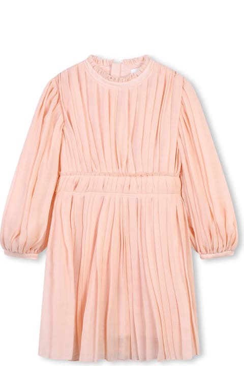 Chloé Jumpsuits for Girls Chloé Washed Pink Pleated Wool Dress