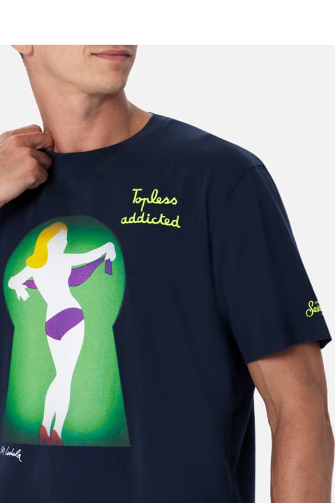 Homeware MC2 Saint Barth Man Cotton T-shirt With Lodola Placed Print And Embroidery | Marco Lodola Special Edition