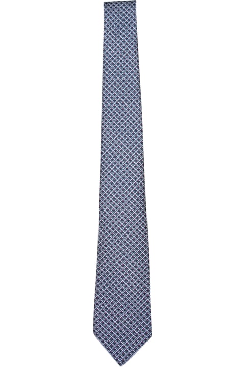 Giorgio Armani Ties for Men Giorgio Armani Navy Blue Geometric Tie