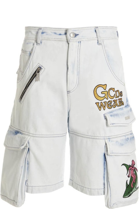 GCDS Pants for Men GCDS Bleached Embroidered Ultracargo' Bermuda Shorts