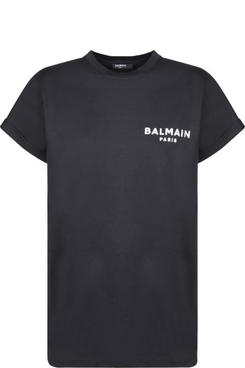 Balmain Topwear for Women Balmain Balmain Paris Logo T-shirt In Celeste
