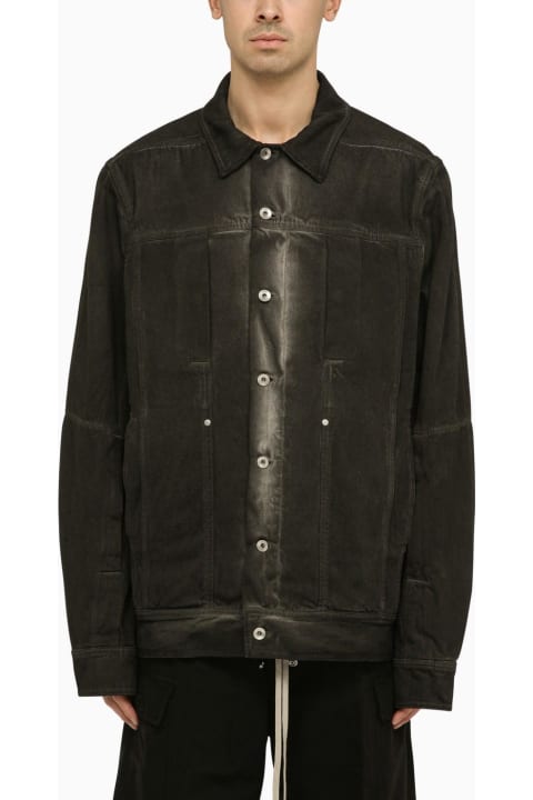 Rick Owens Coats & Jackets for Men Rick Owens Black Washed-effect Denim Jacket
