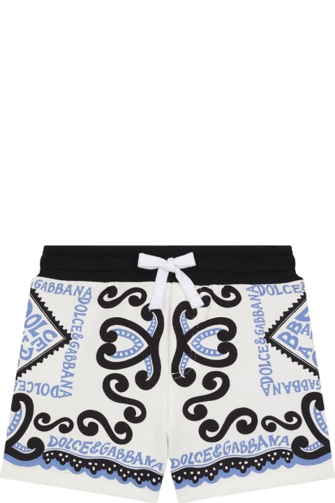 Bottoms for Baby Boys Dolce & Gabbana Navy Print Jersey Bermuda Shorts
