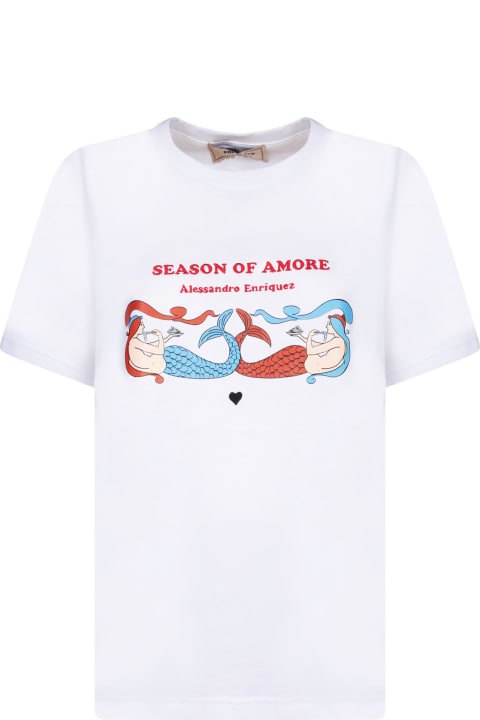 Fashion for Women Alessandro Enriquez White 'season Of Amore' T-shirt - Alessandro Enriquez