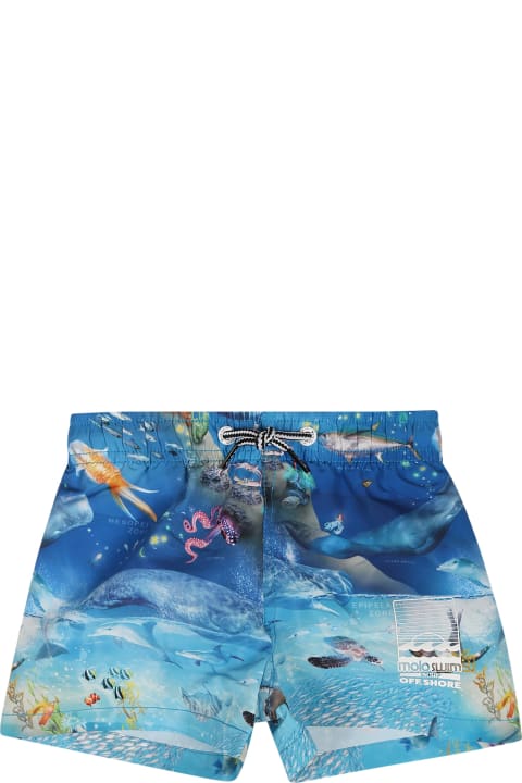 Swimwear for Boys Molo Light Blue Swimsuit For Baby Boy With Marine Animals