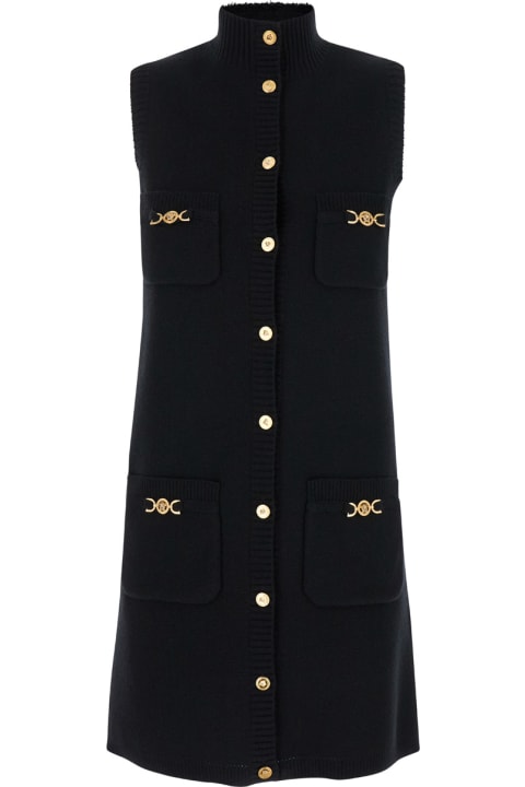 Versace for Women Versace Black Mini Sleeveless Dress With Medusa Detail In Knit Woman