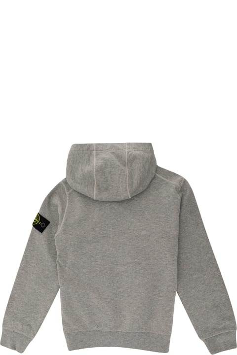 Sweaters & Sweatshirts for Boys Stone Island Grey Hoodie With Logo Patch In Cotton Boy