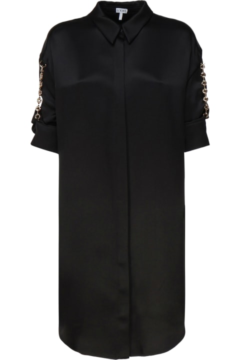 ウィメンズ Loeweのワンピース＆ドレス Loewe Black Satin Shirt Dress