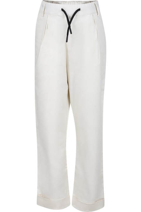 Bottoms for Girls MSGM Ivory Trousers For Boy With Logo