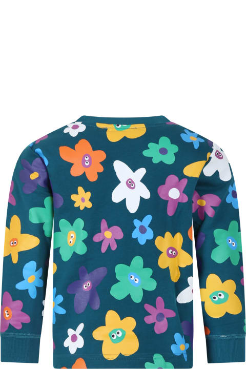 Stella McCartney Kids Sweaters & Sweatshirts for Girls Stella McCartney Kids Green Sweatshirt For Girl With Flowers