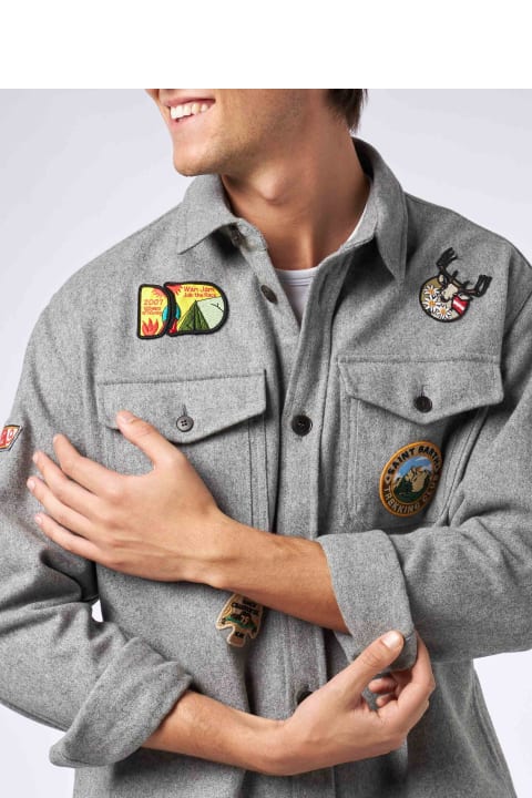 أدوات منزلية MC2 Saint Barth Man Wooly Grey Overshirt With Pockets And Patches