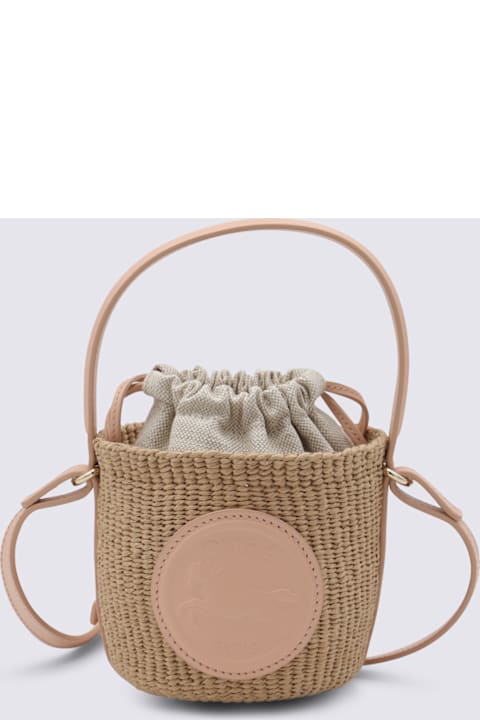 Chloé Bags for Women Chloé Beige And Pink Raffia Mini Horse Satchel